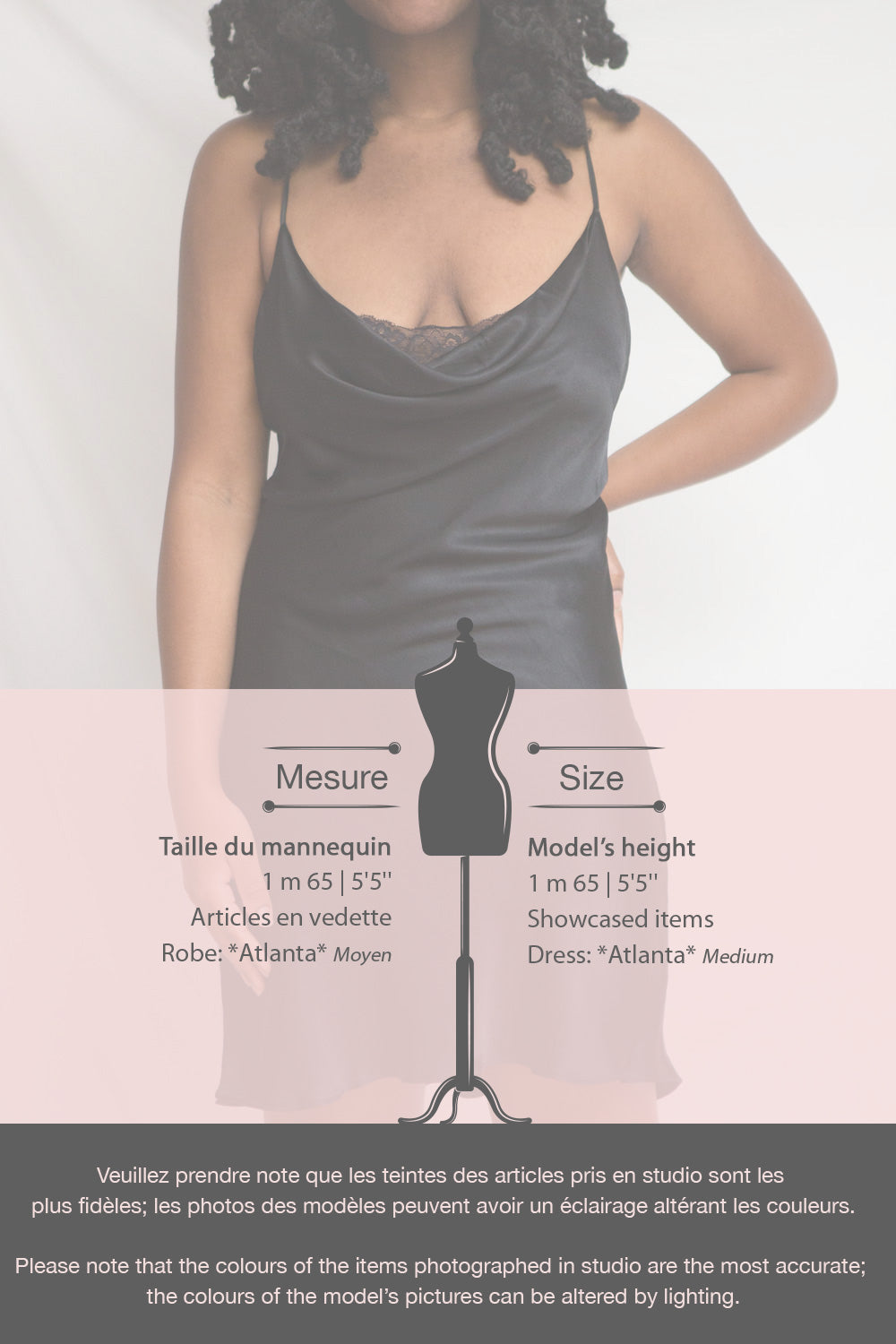 Atlanta Short Black Cowl Neck Slip Dress w/ Lace | La petite garçonne fiche