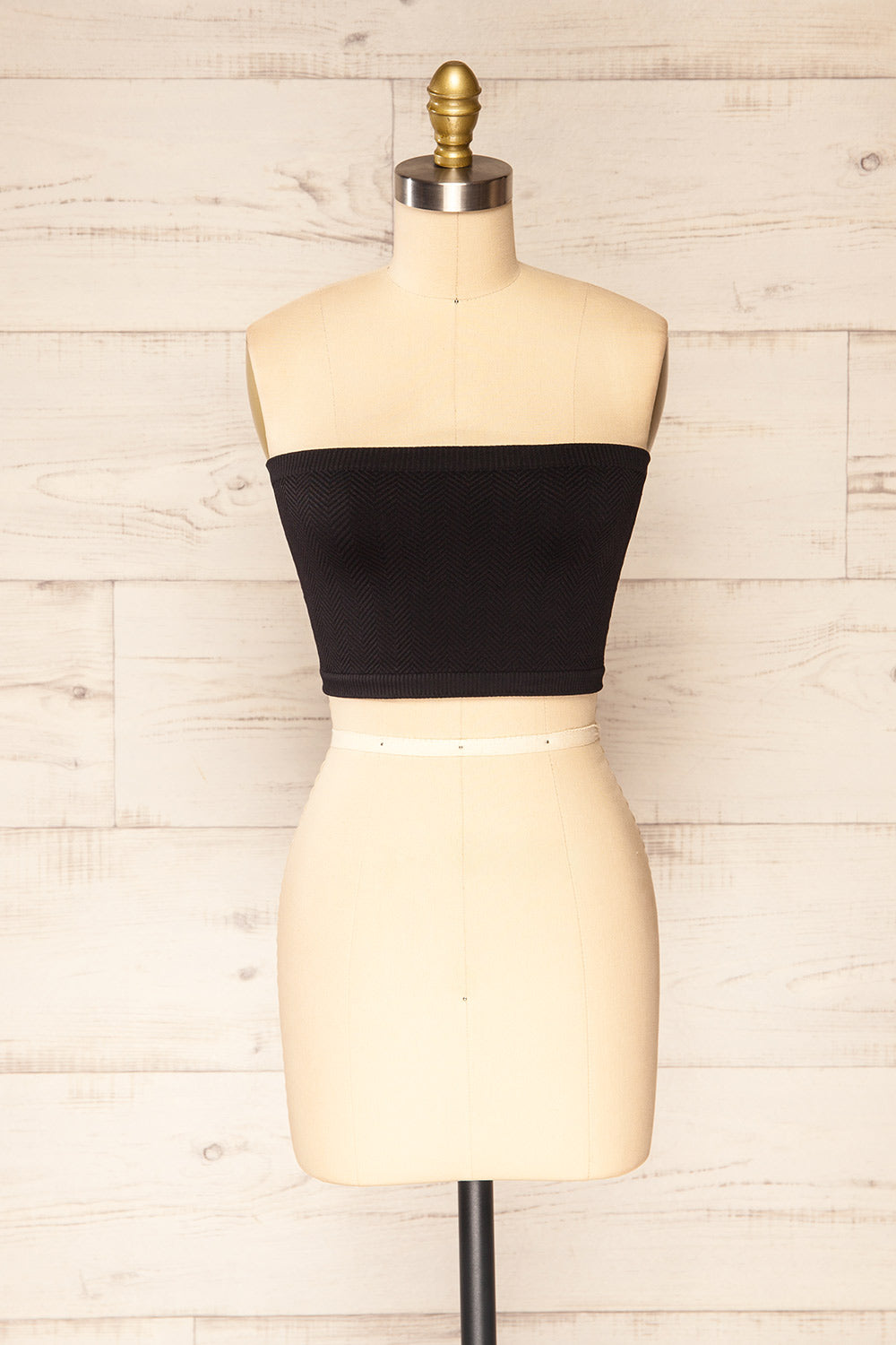 Ator Black Textured Bandeau Top | La petite garçonne front view