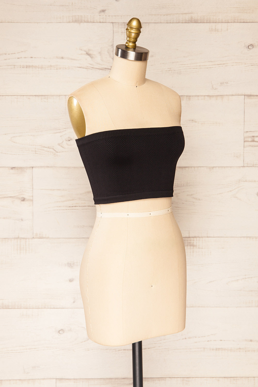 Ator Black Textured Bandeau Top | La petite garçonne side view