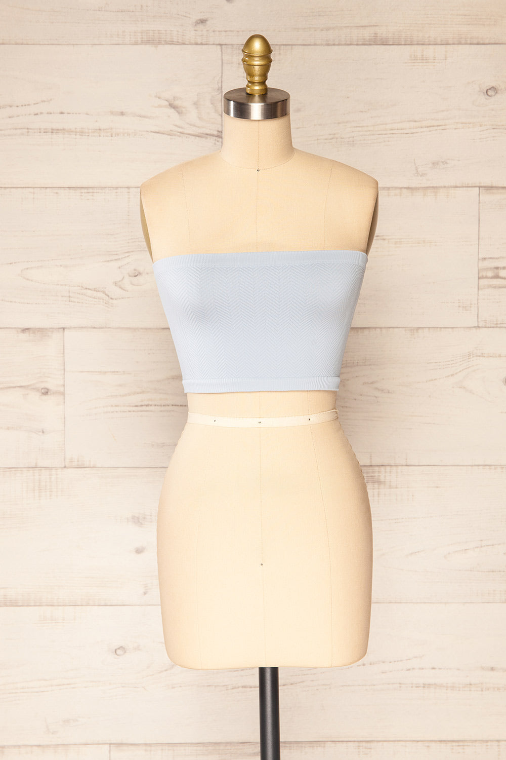 Ator Blue Textured Bandeau Top | La petite garçonne front view