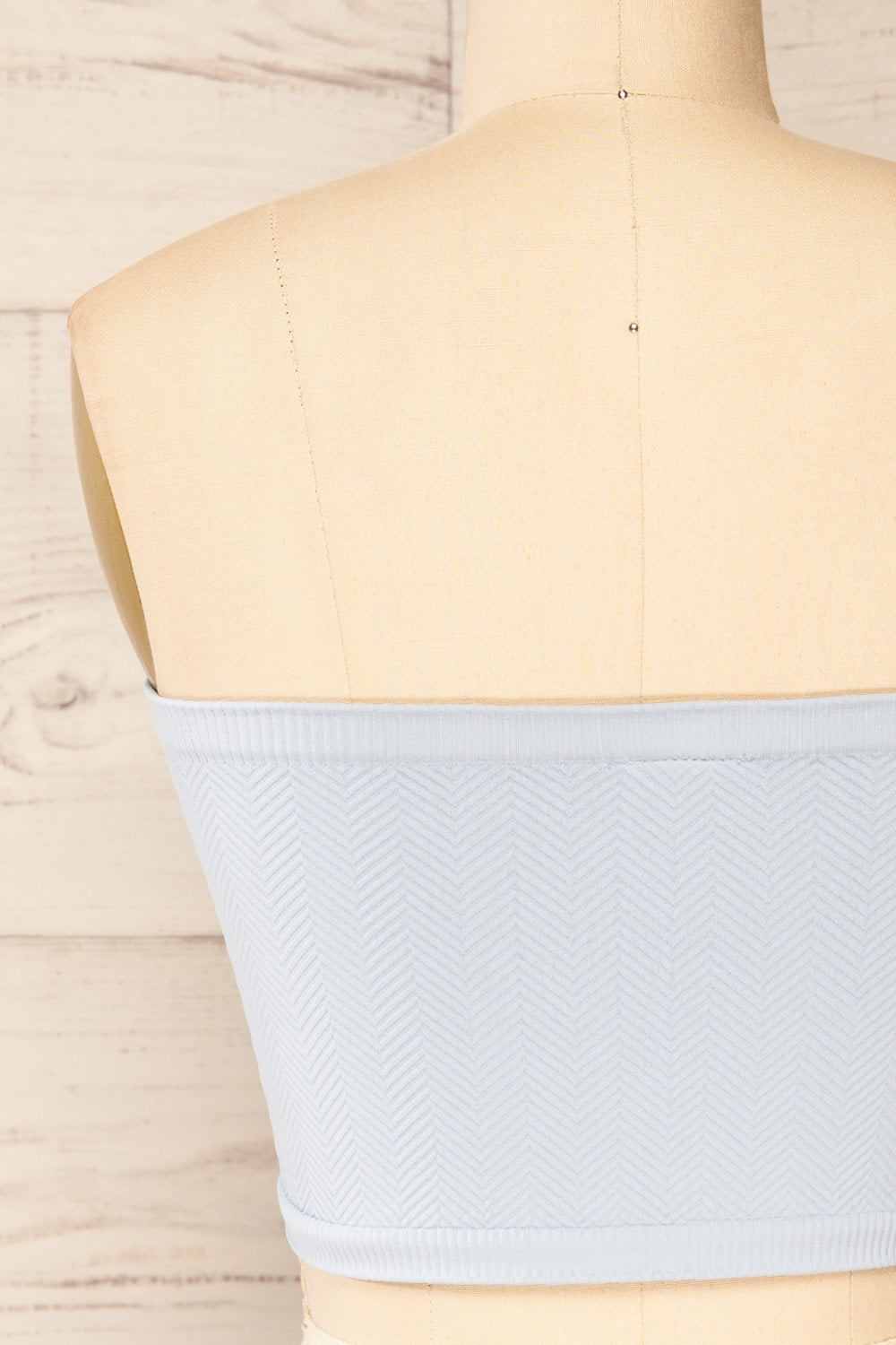 Ator Blue Textured Bandeau Top | La petite garçonne back close-up