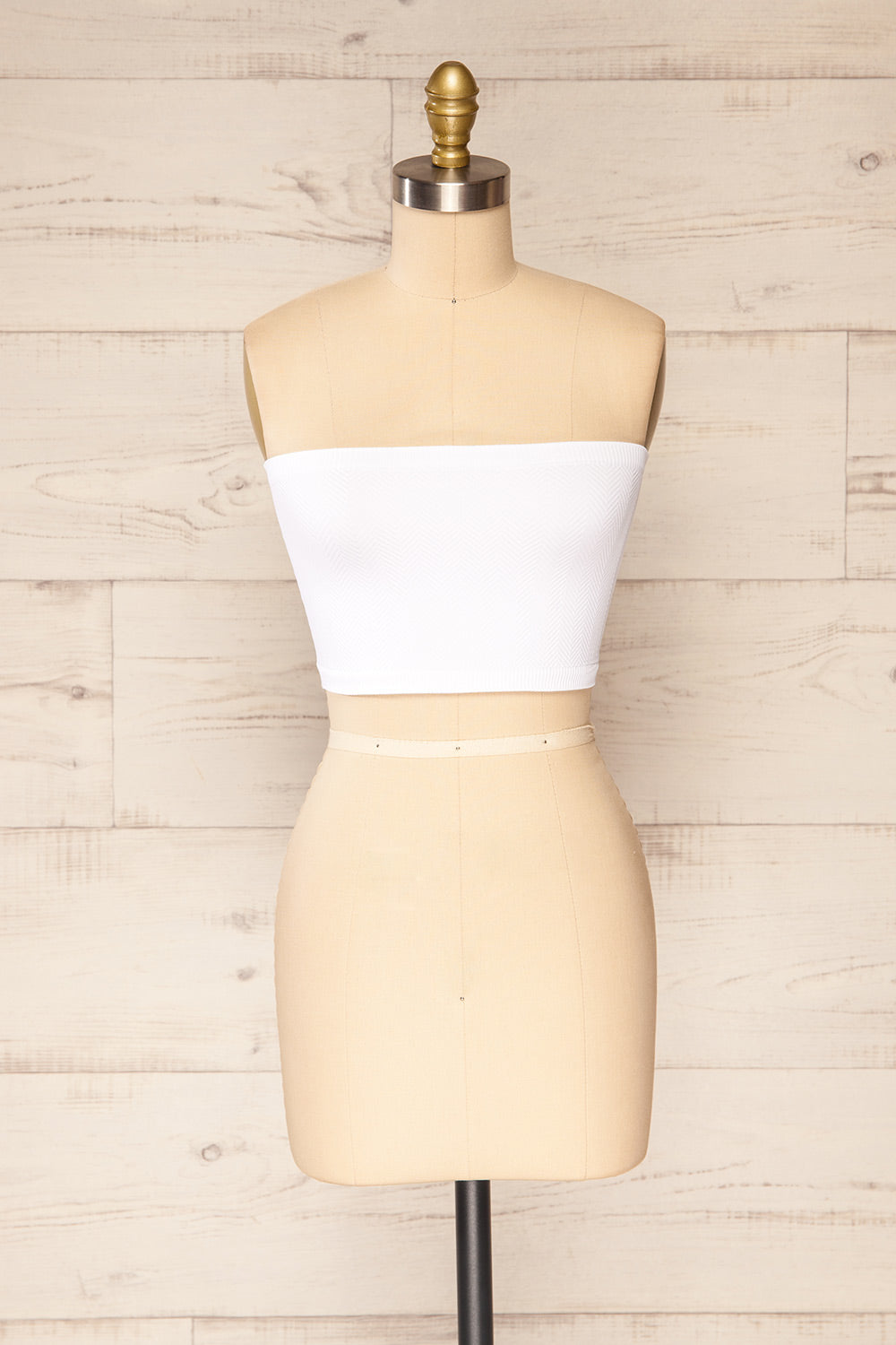 Ator White Textured Bandeau Top | La petite garçonne front view
