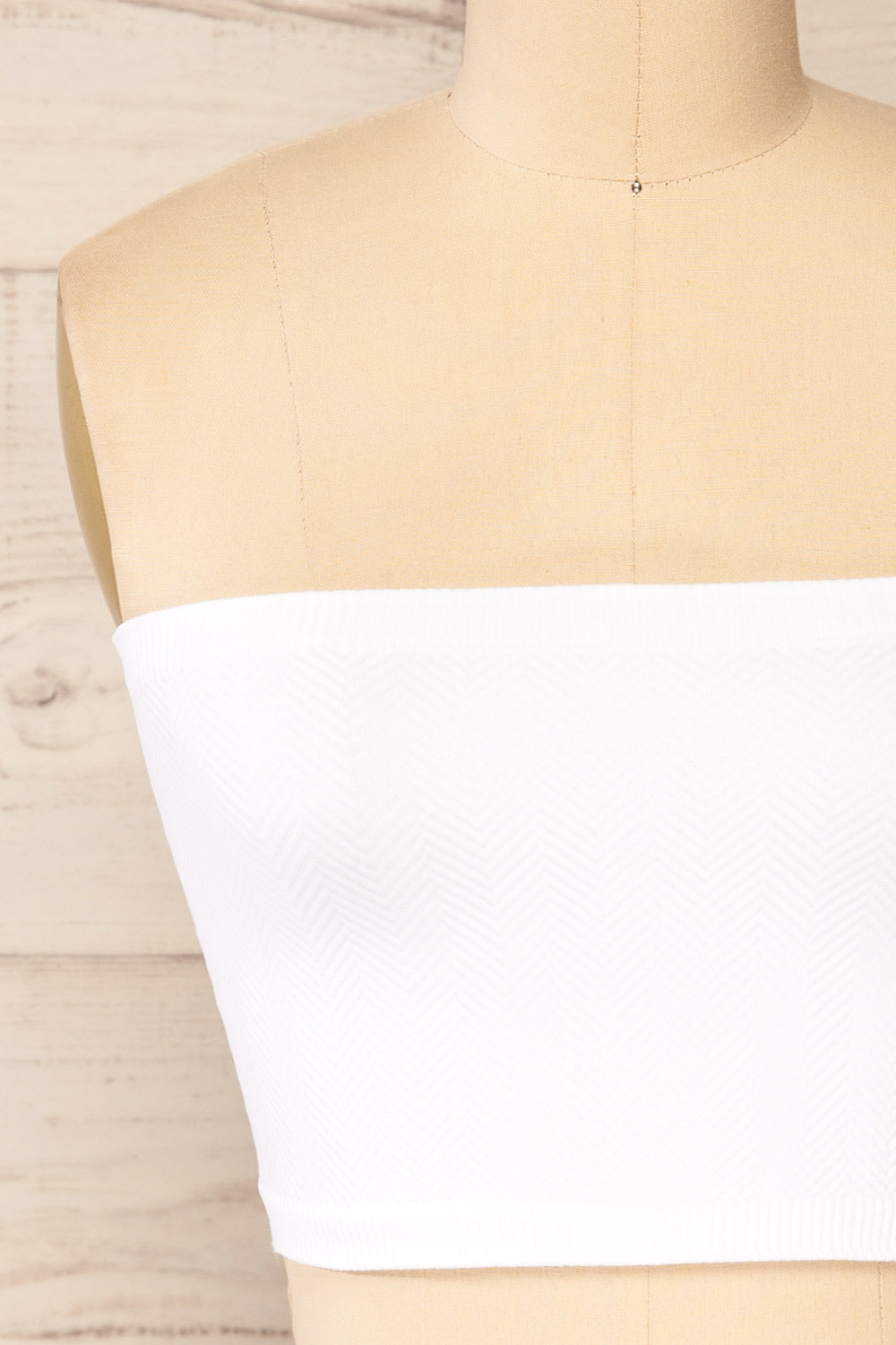 Ator White Textured Bandeau Top | La petite garçonne front close-up