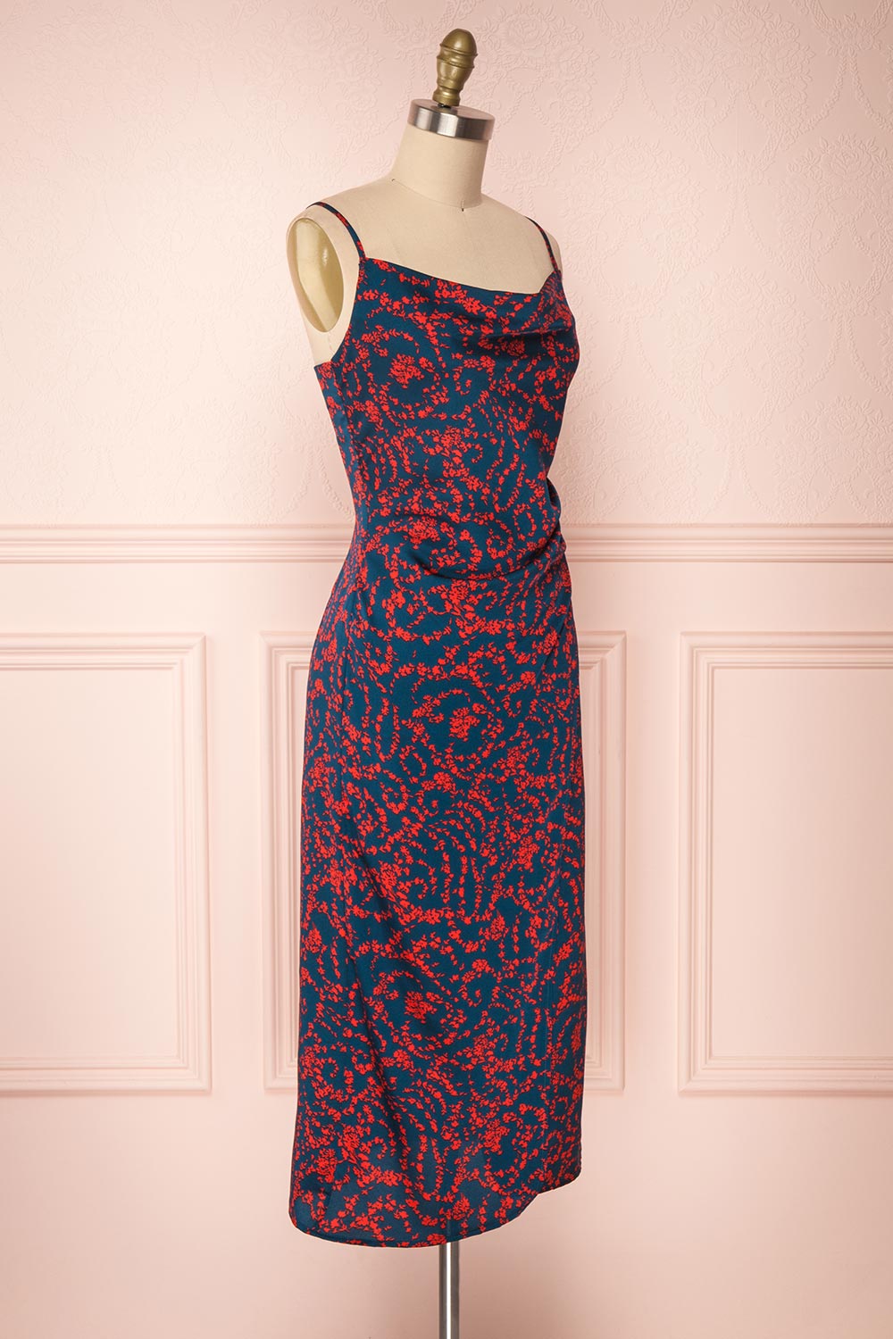 Audrey Jeanne Floral Satin Slip Dress | Robe | Boutique 1861 side view