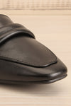 Auris Black Faux Leather Loafers | La petite garçonne front close-up