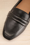 Auris Black Faux Leather Loafers | La petite garçonne flat close-up