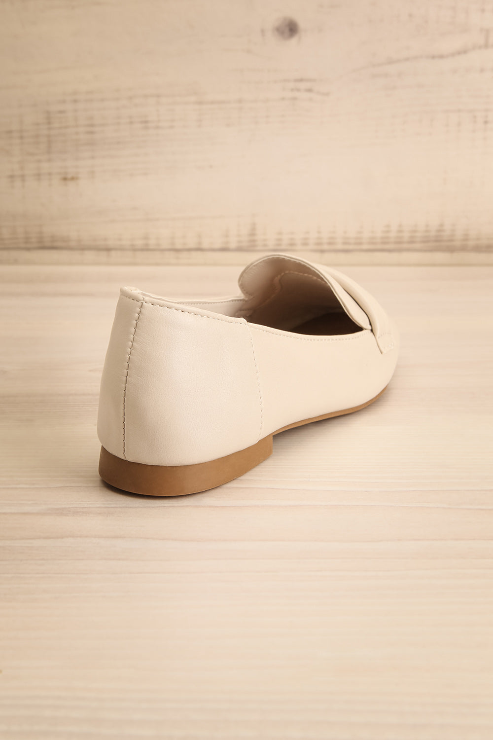 Auris Ivory Faux Leather Loafers | La petite garçonne back view