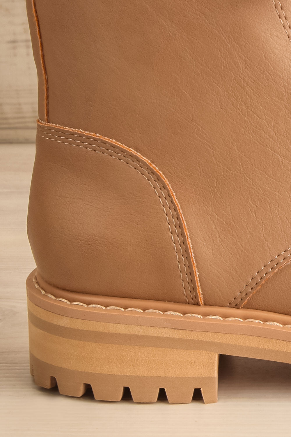 Aurora Beige Lace Up Ankle Boots | La petite garçonne side back view