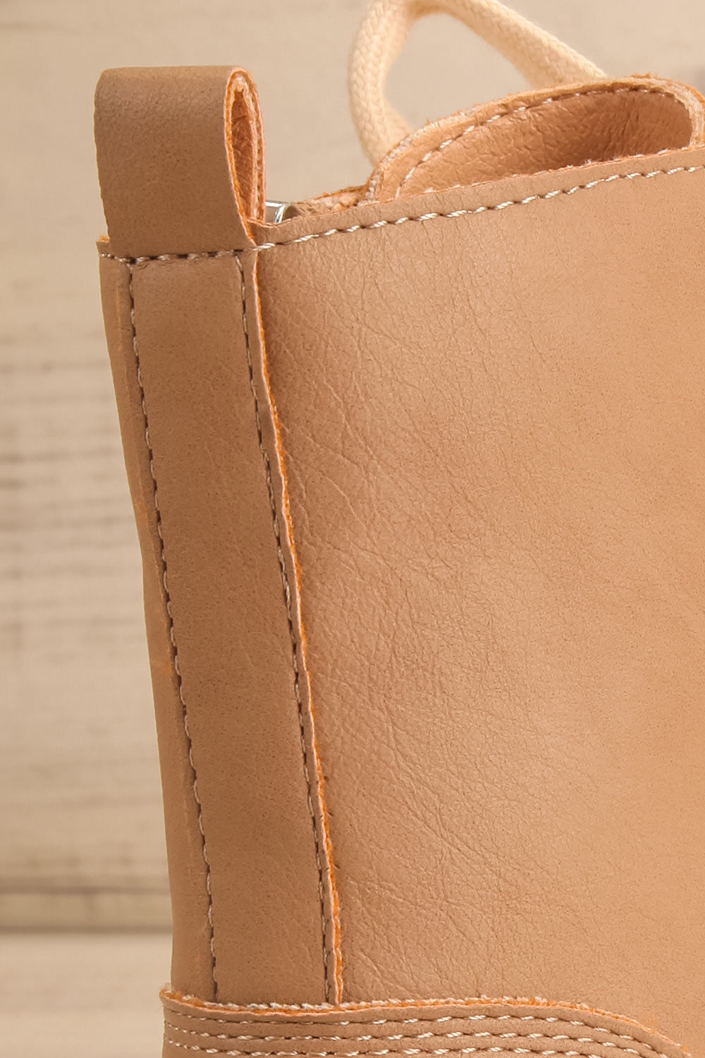 Aurora Beige Lace Up Ankle Boots | La petite garçonne back top close-up