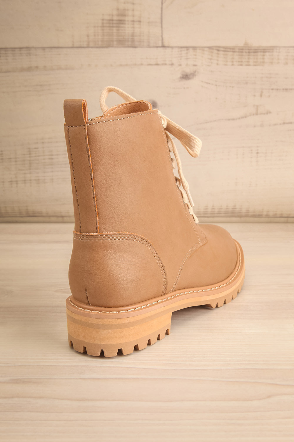 Aurora Beige Lace Up Ankle Boots | La petite garçonne back view