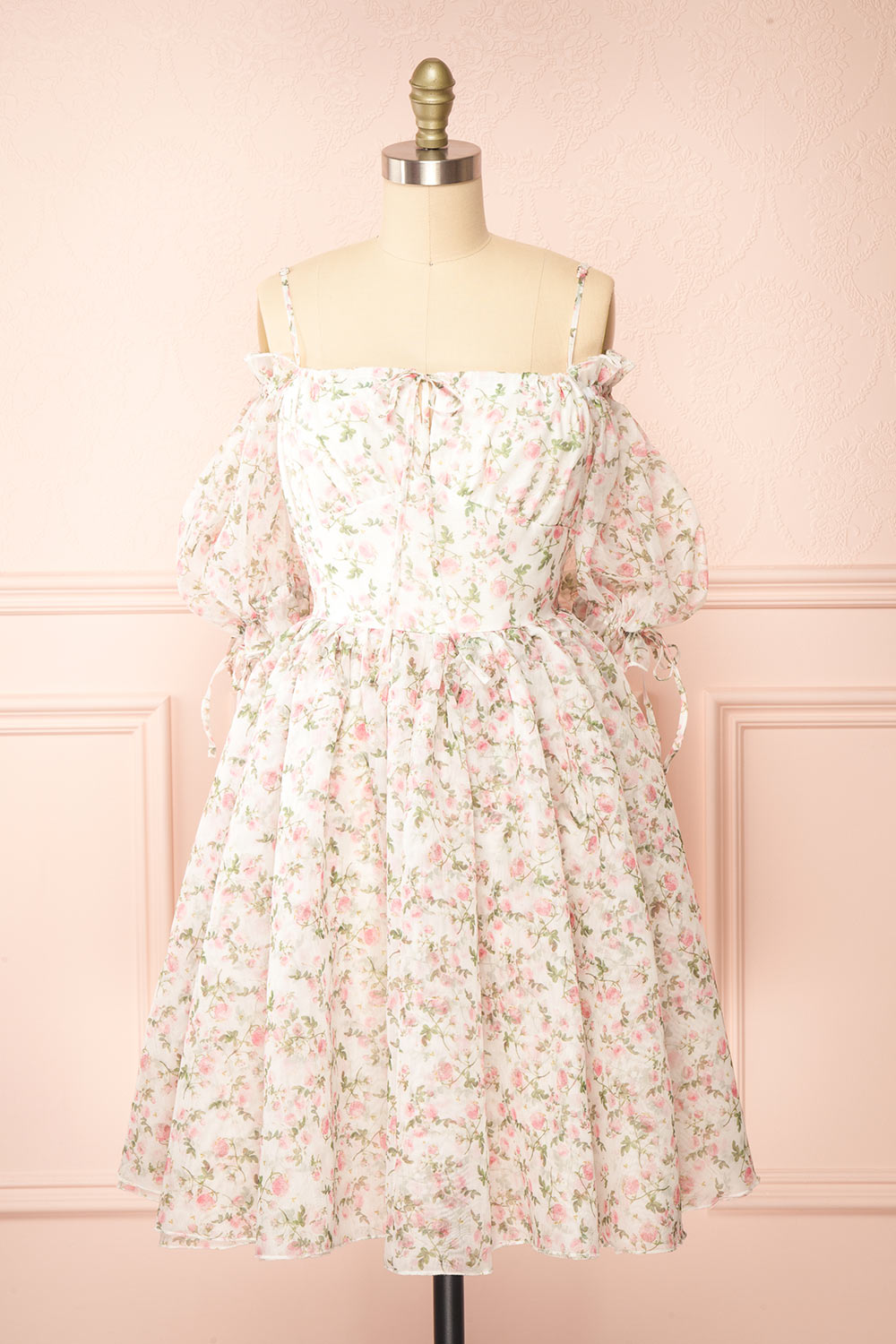 Auroraa Off-Shoulder Short Floral Dress | Boutique 1861 front view