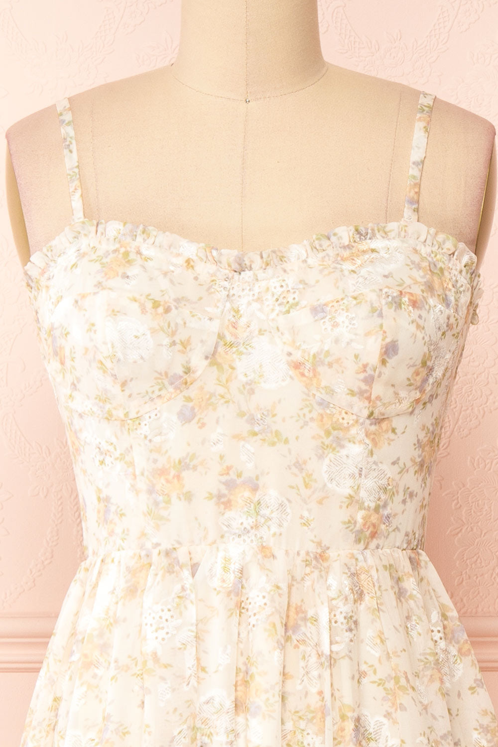 Azin Bustier Floral Midi Dress | Boutique 1861 front close-up