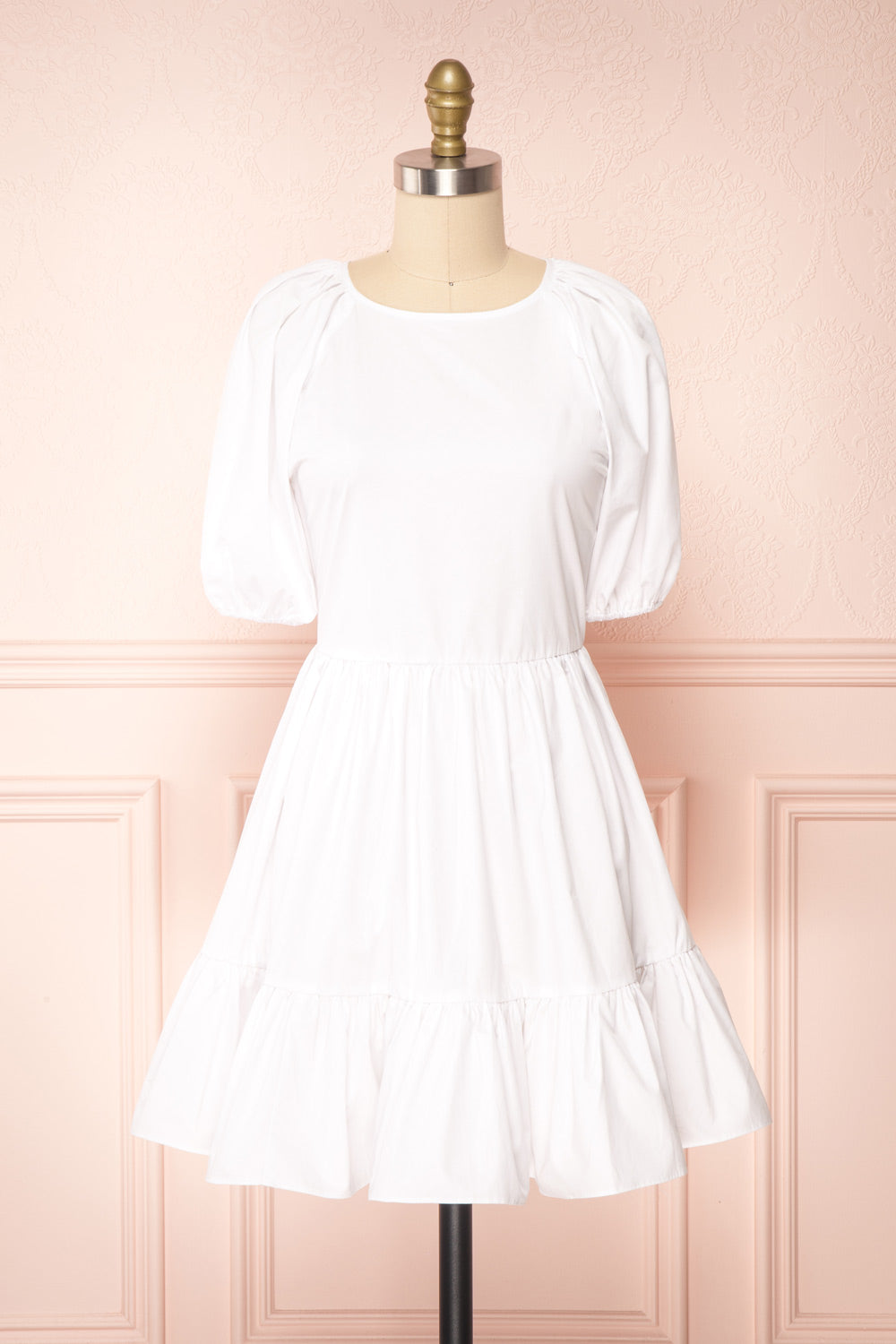 white short puffy dress Bailey Short White Dress w/ Puffy Sleeves