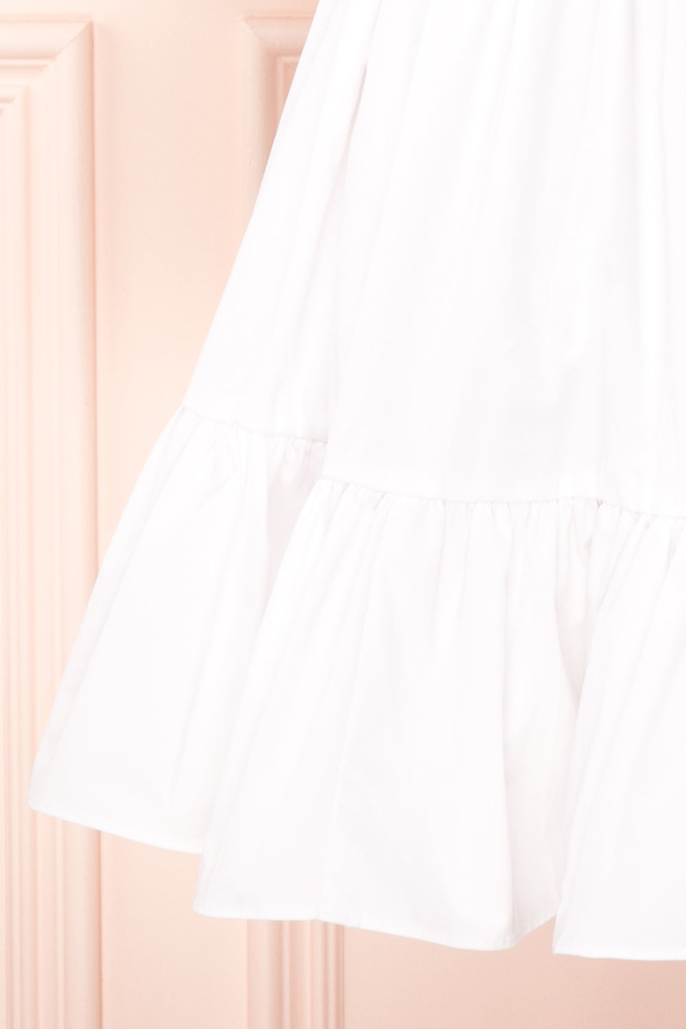 Bailey Short White Dress w/ Puffy Sleeves | Boutique 1861 details