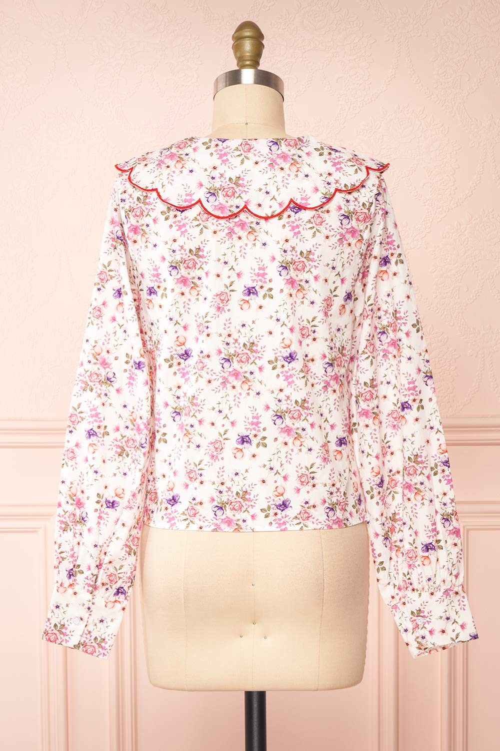 Bakeneko Cropped Floral Blouse w/ Peter Pan Collar | Boutique 1861 back view