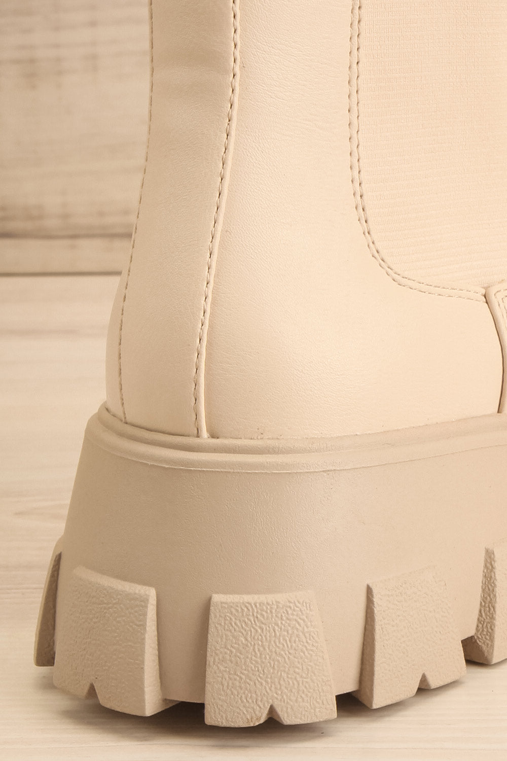 Barakaldo Ivory Faux-Leather Chelsea Boots | La petite garçonne back close-up