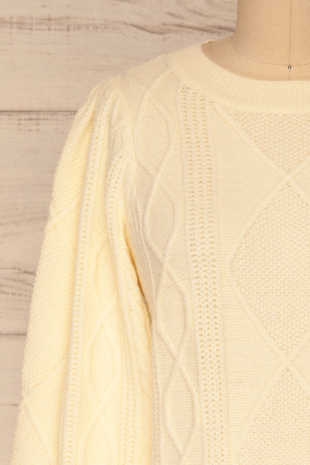 Barb Ivory Braided Knit Sweater | La petite garçonne side view