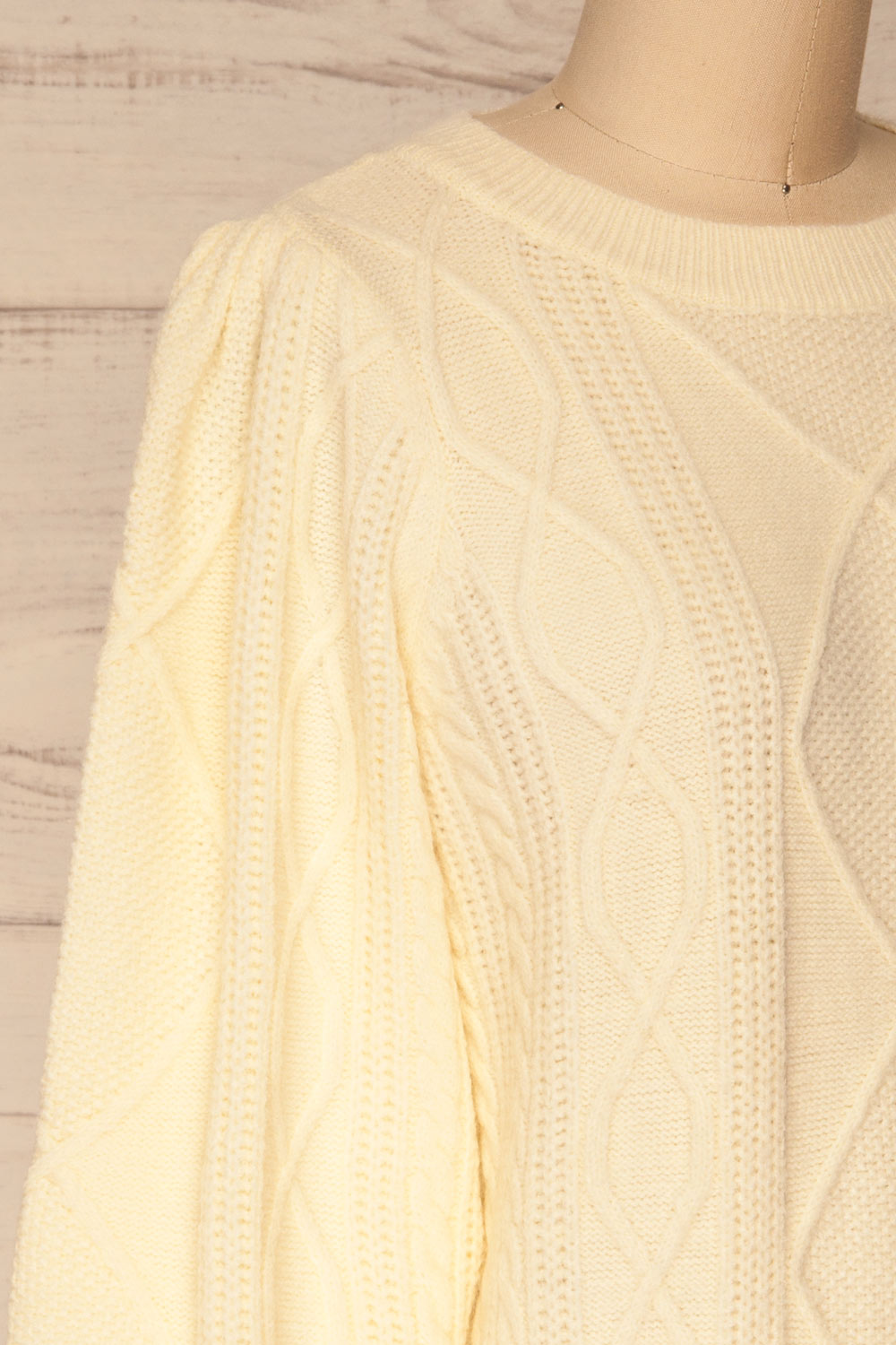 Barb Ivory Braided Knit Sweater | La petite garçonne side view