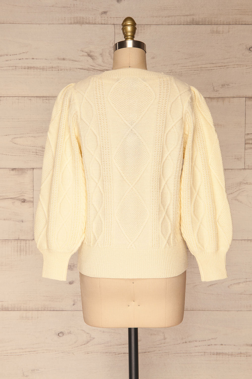 Barb Ivory Braided Knit Sweater | La petite garçonne back view