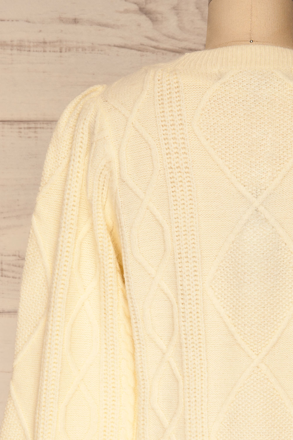 Barb Ivory Braided Knit Sweater | La petite garçonne back close-up