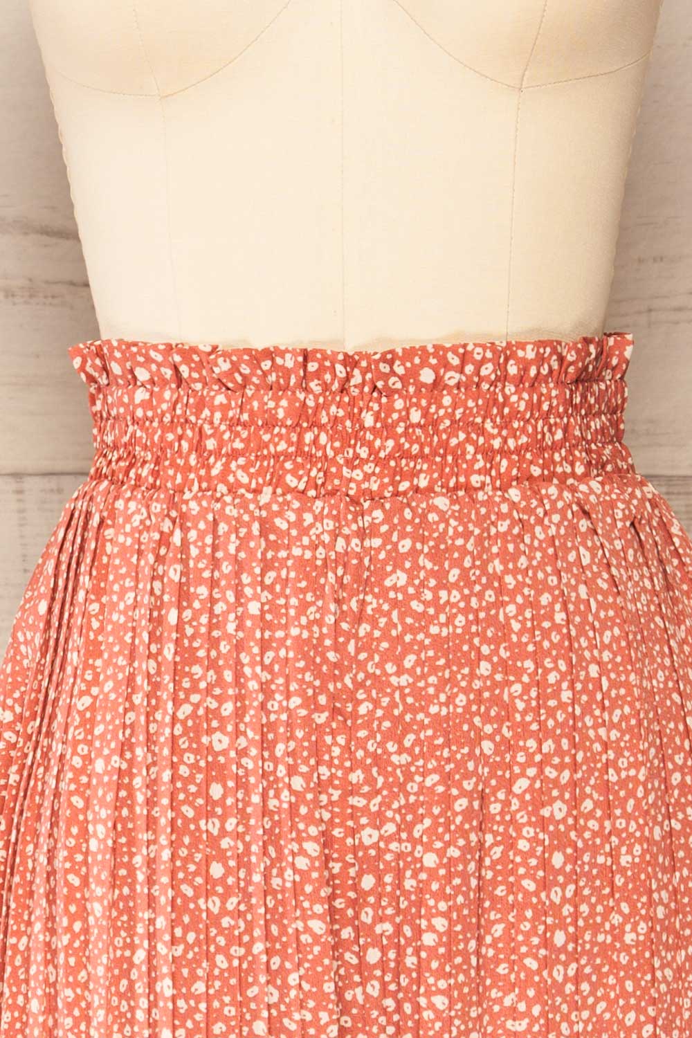 Barrag Patterned Palazzo Pants w/ Ruffled Waist | La petite garçonne front close-up