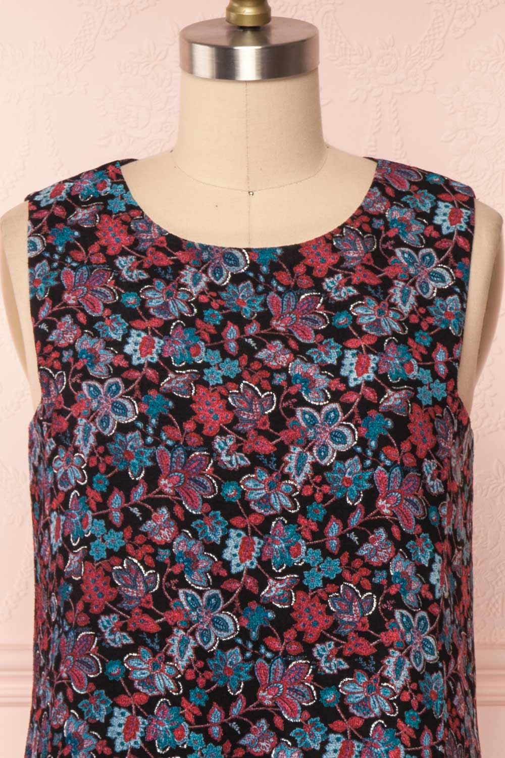 Baylor Black Floral Dress | Robe Fleurie front close up | Boutique 1861