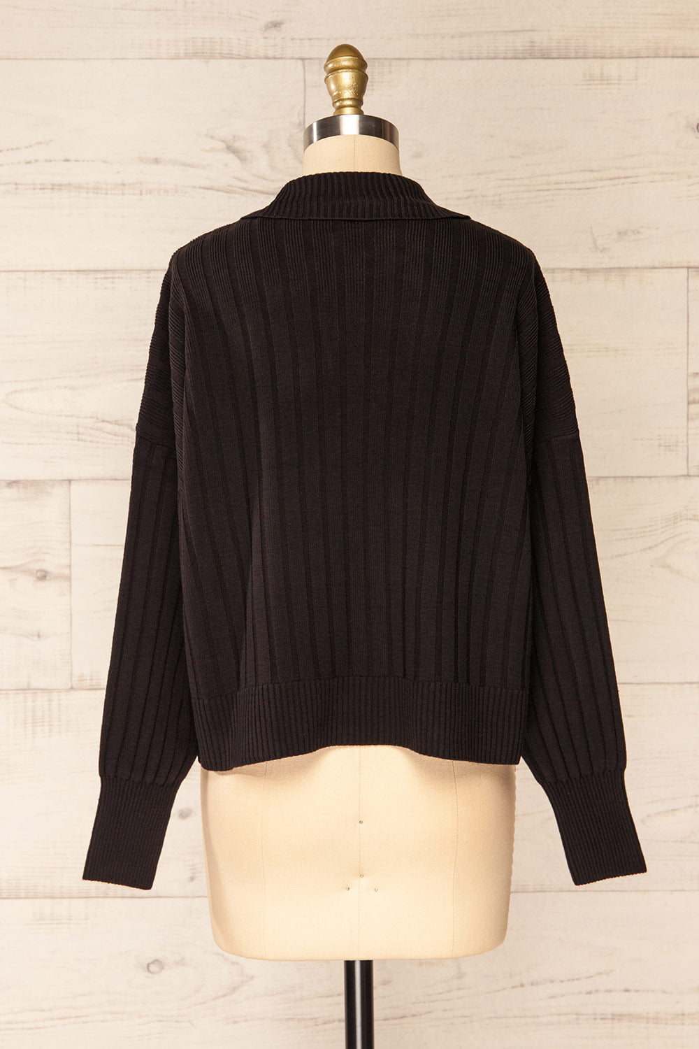 Beluth Black Collared Long Sleeve Top | La petite garçonne back view