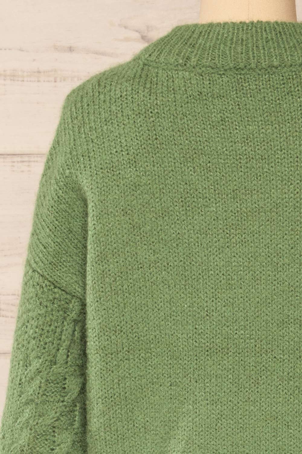 Benidorm Green Cropped Knit Sweater | La petite garçonne back close-up