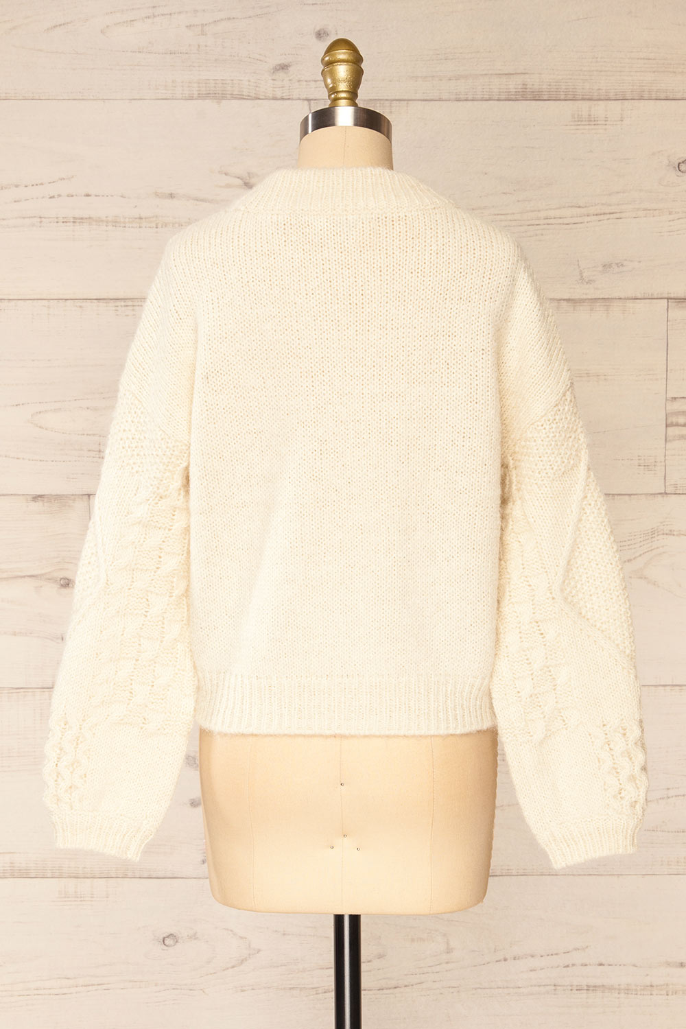 Benidorm Ivory Cropped Knit Sweater | La petite garçonne back view
