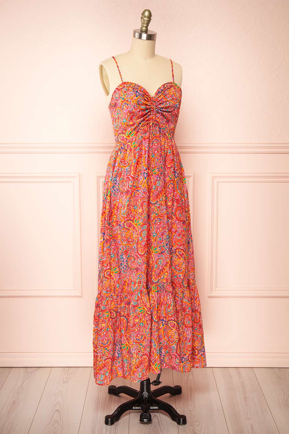Bentley Midi Dress w/ Colourful Paisley Print | Boutique 1861 side view