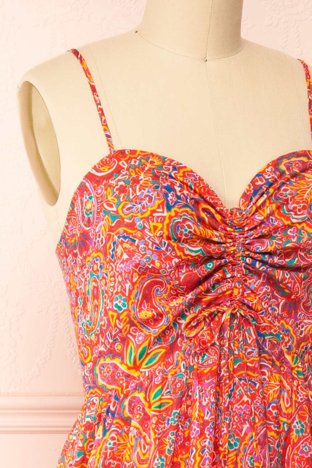 Bentley Midi Dress w/ Colourful Paisley Print | Boutique 1861 side close-up