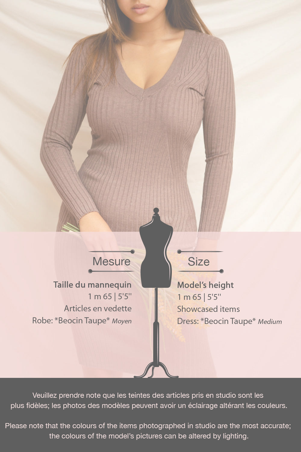 Beocin Taupe Ribbed Midi Dress | La petite garçonne fiche