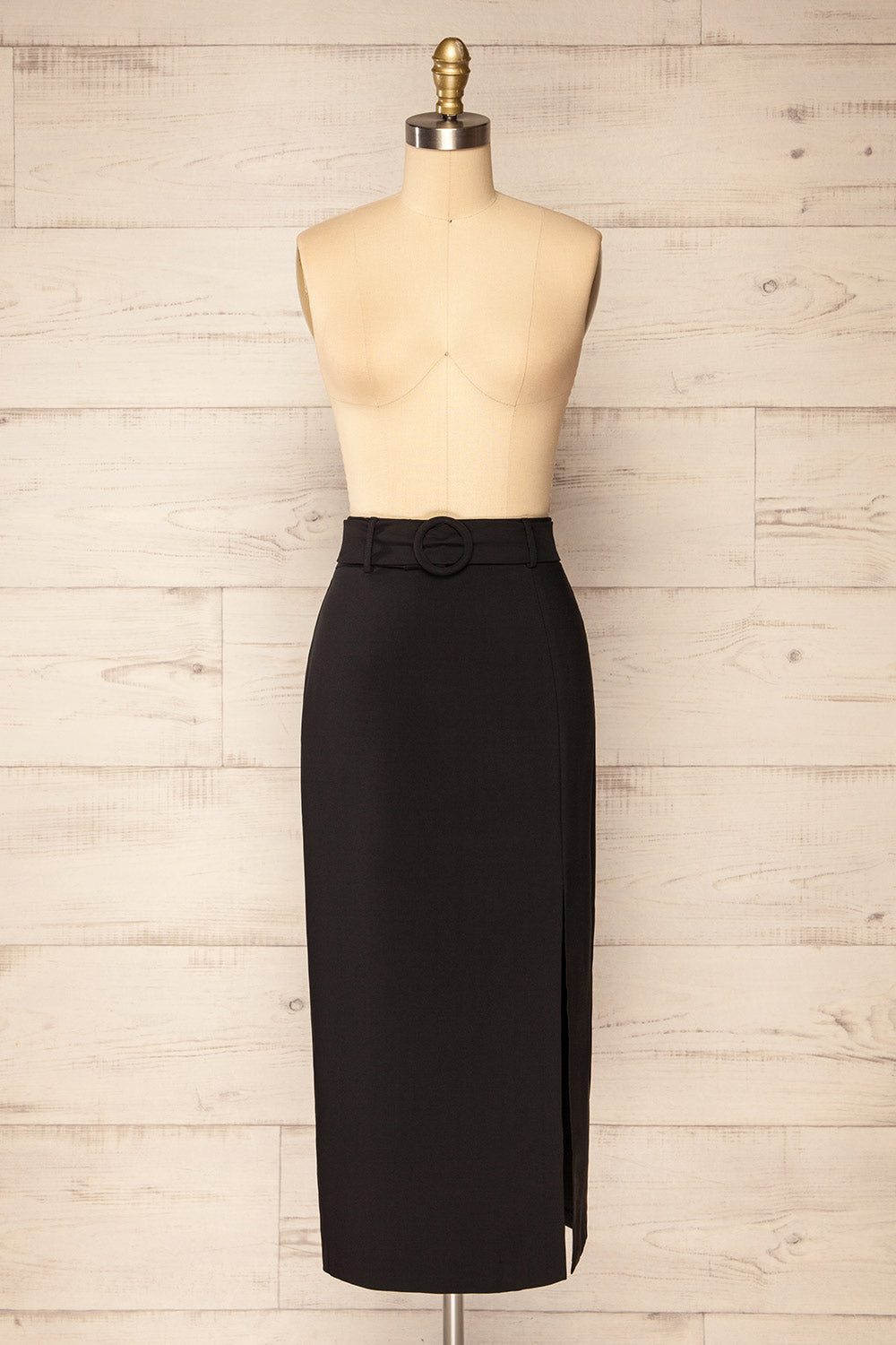 Berkane Black Pencil Skirt w/ Belt | La petite garçonne front view