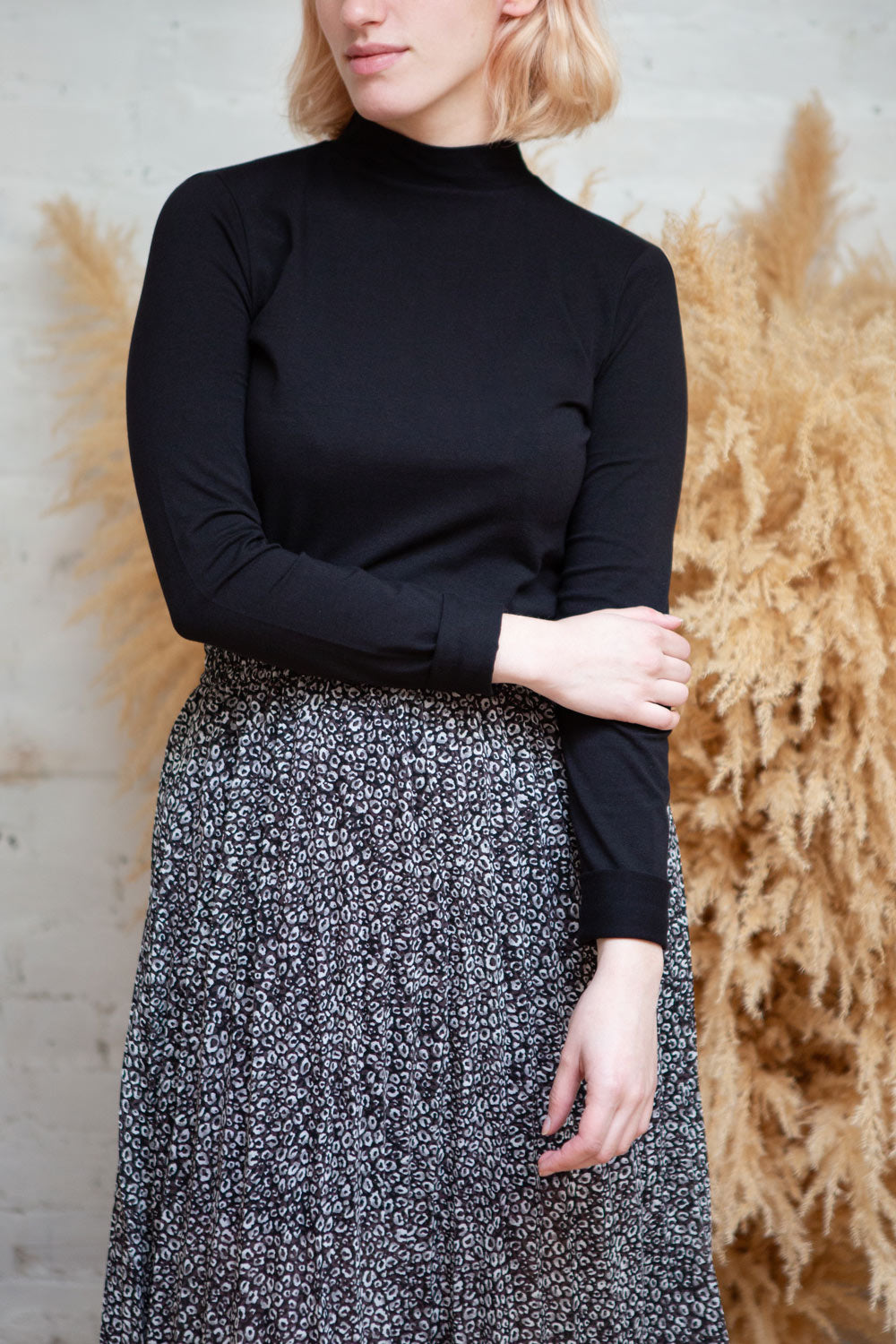 Falejde Green Long Sleeve Mock Neck Top | La petite garçonne black