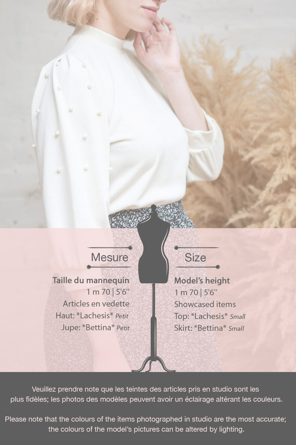 Lachesis White 3/4 Sleeve Top with Pearls | Boutique 1861 fiche