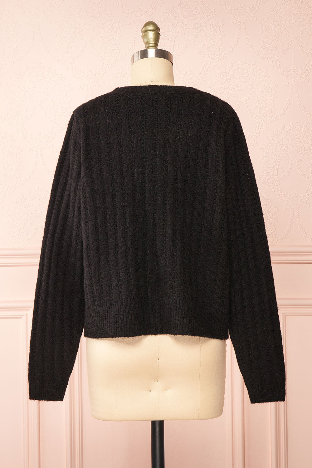 Bezie Black Knit Open-Front Cardigan | Boutique 1861 back view