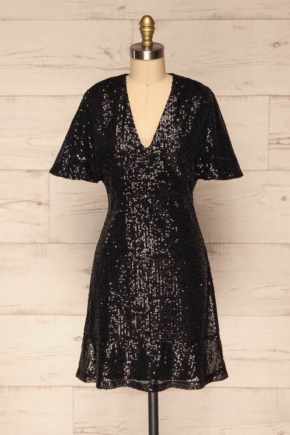Biccari Black Short Sequin Dress | La Petite Garçonne