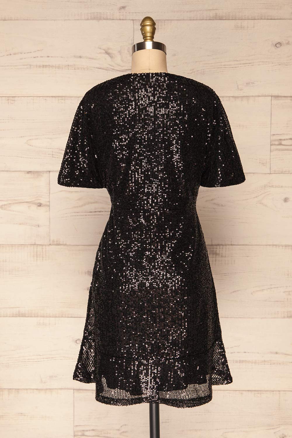 Biccari Black Short Sequin Dress back view | La Petite Garçonne