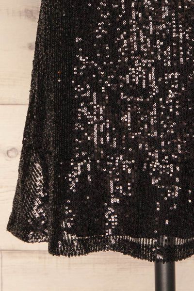 Biccari Black Short Sequin Dress bottom close up | La Petite Garçonne