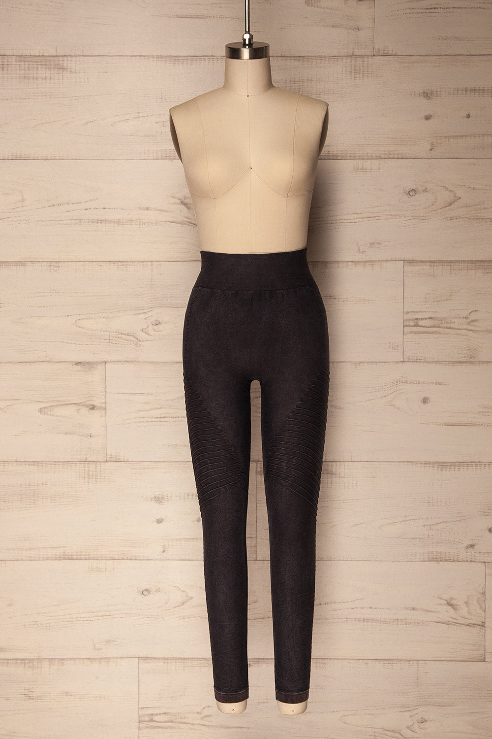 Biezun Black Dark Grey Ribbed Leggings | La Petite Garçonne