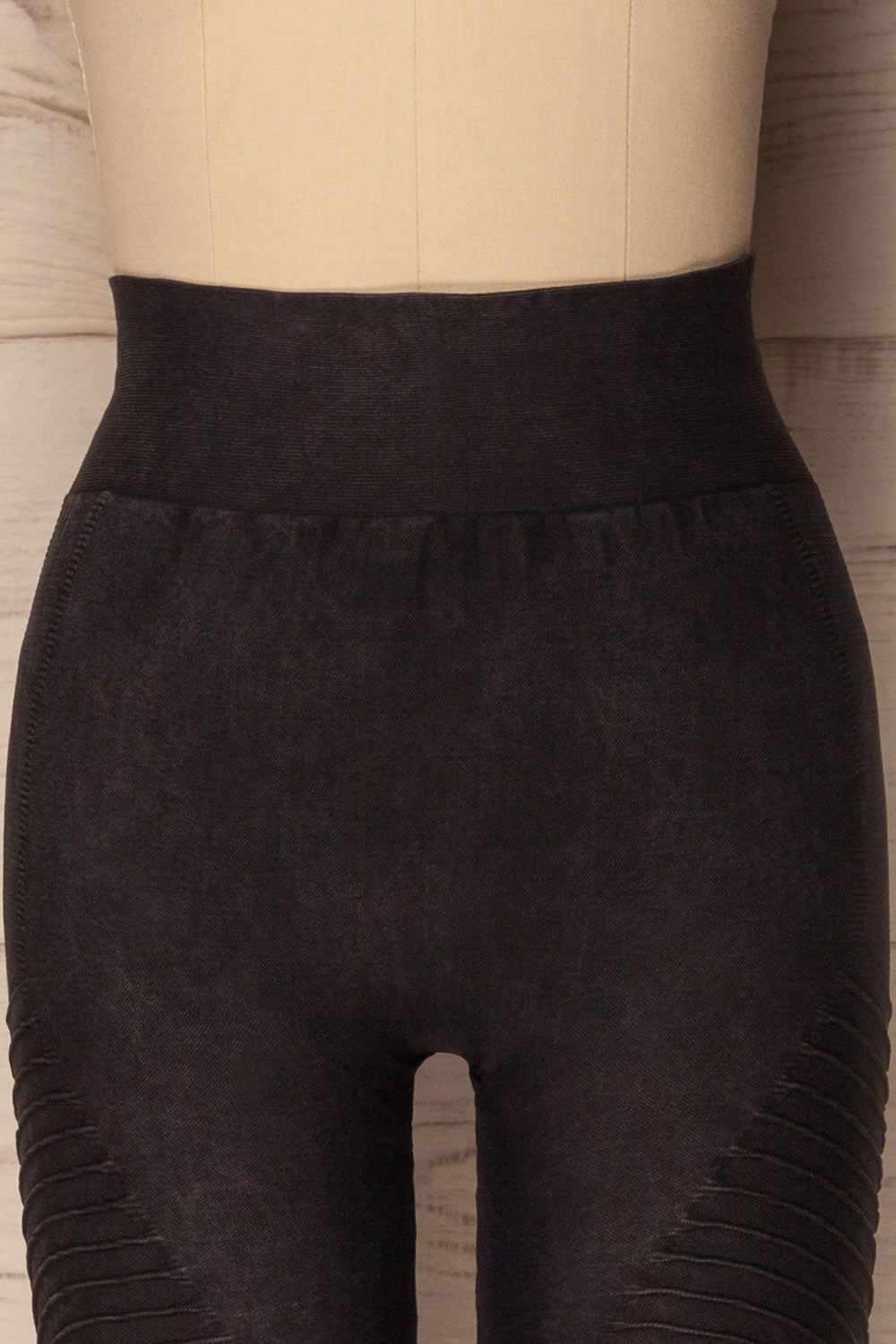 Biezun Black Dark Grey Ribbed Leggings | La Petite Garçonne