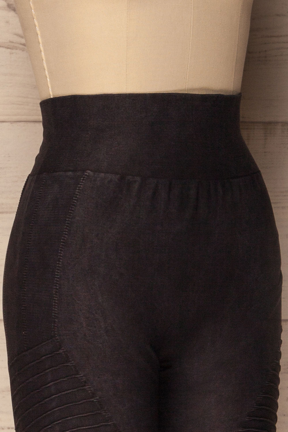 Biezun Black Dark Grey Ribbed Leggings | La Petite Garçonne