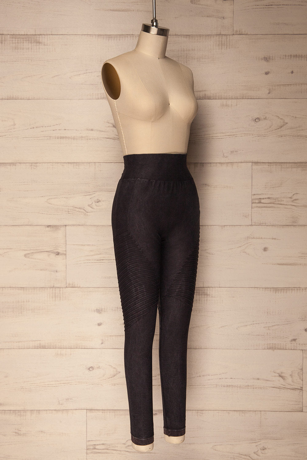 Biezun Black Dark Grey Ribbed Leggings | La Petite Garçonne