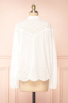 Bijal Long Sleeve White Blouse w/ Open-Work Lace | Boutique 1861 back view