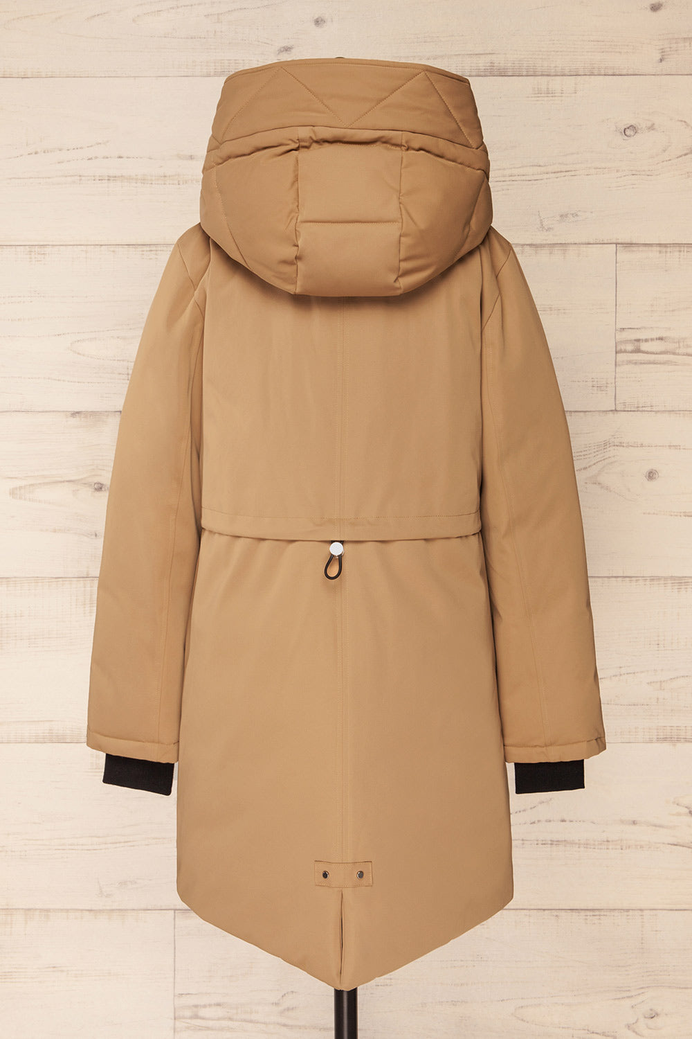 Bilena Beige Mid-Length Down Coat w/ Puffy Bib | La petite garçonne back view