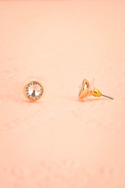 Bodink - Clear crystal golden stud earrings