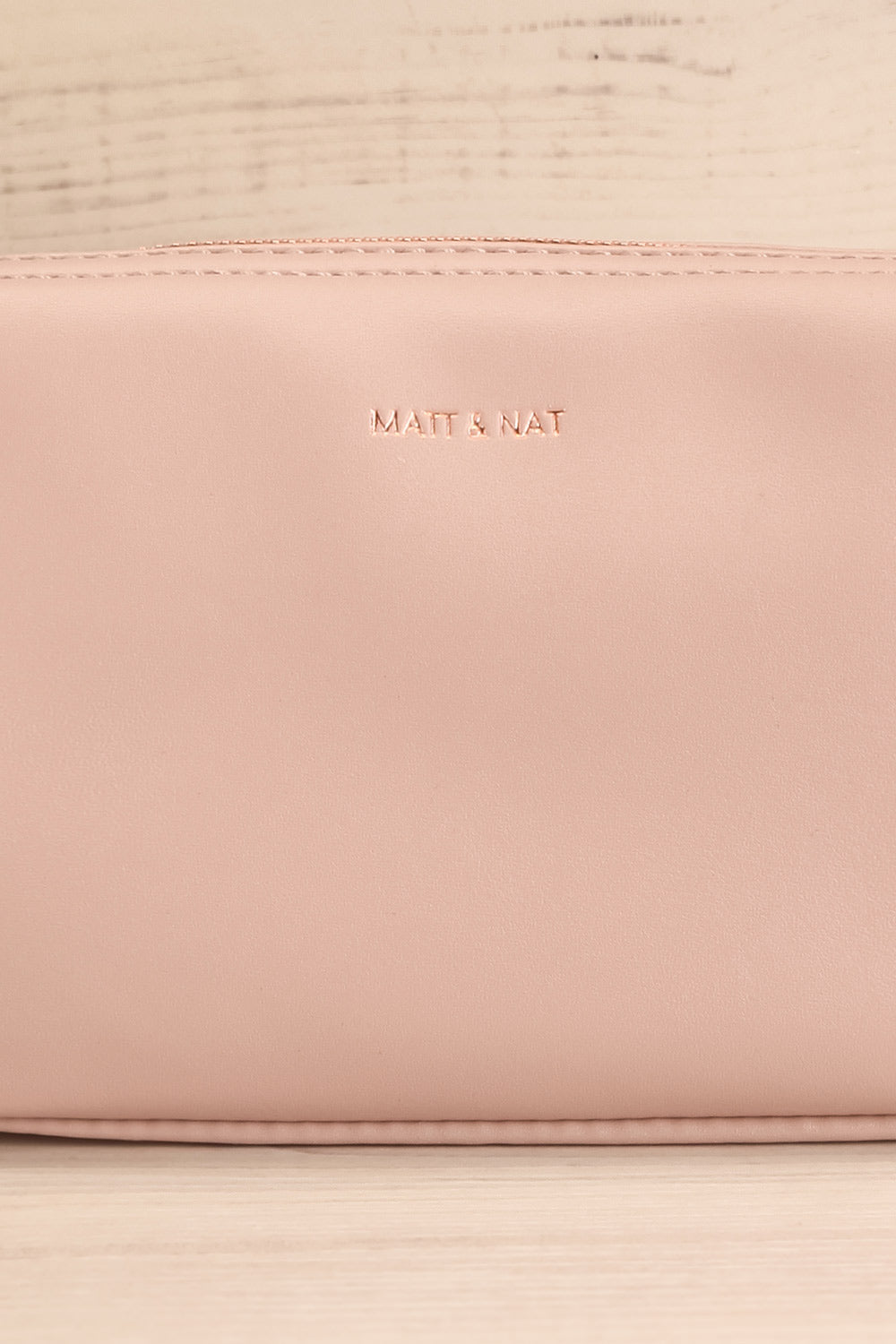 Bodrum Taupe Vegan Leather Cosmetic Bag close-up | La Petite Garçonne