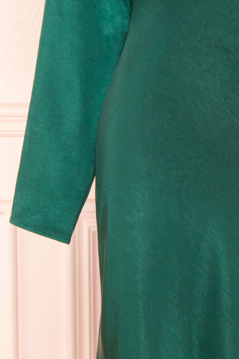 Bonnie Green Long Sleeve Silky Maxi Dress | Boutique 1861 sleeve