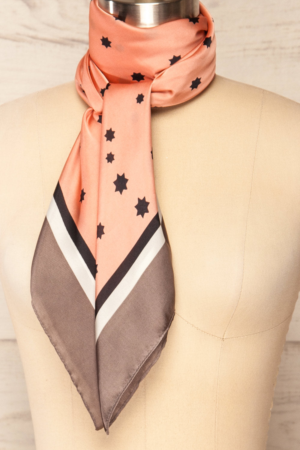 Bord De Mer Pink Satin Scarf | La petite garçonne front tie close-up