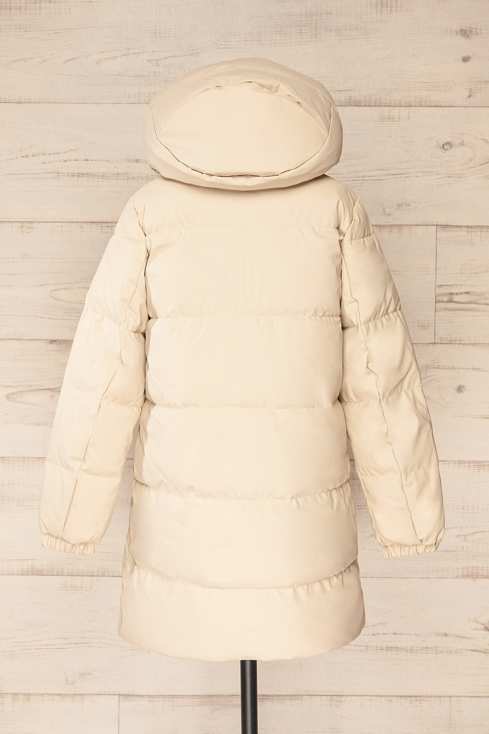 Borough Beige Puffer Coat w/ Front Pockets | La petit garçonne back view